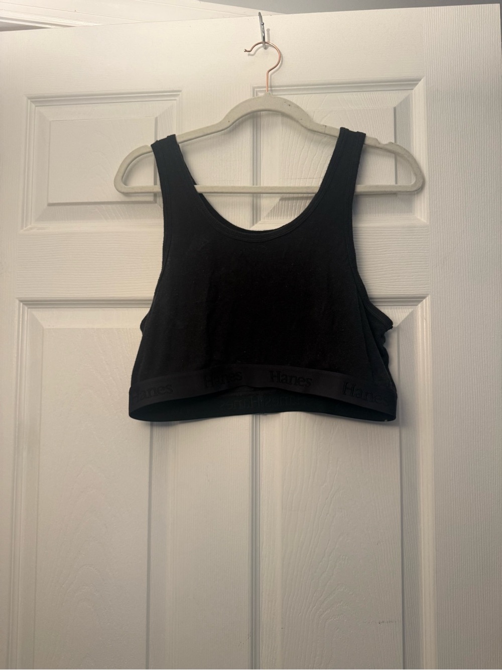 Hanes Black Scoop Neck Crop Tank